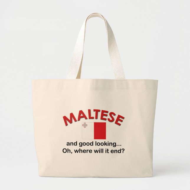 Good Looking Maltese Large Tote Bag (Front)