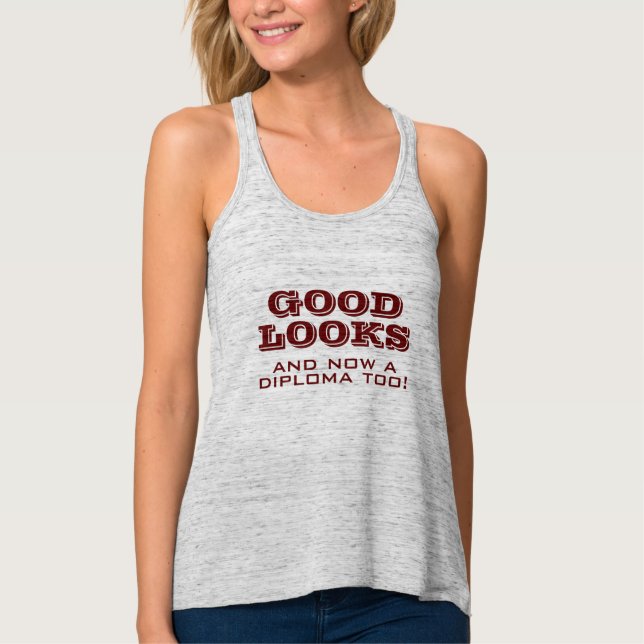 Good Looks and Diploma Too Funny Graduation Singlet (Front)
