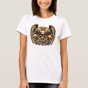 Good Luck 2025 Doppeladler Totenkopf Gold T-Shirt