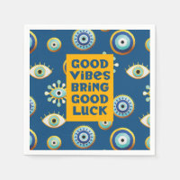 Good Luck and Vibes Evil Eye Napkin