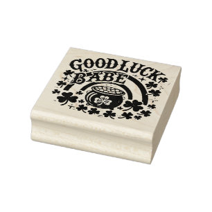 Good Luck Babe St. Patrick's Day Irish Rainbow  Rubber Stamp