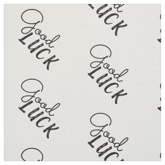 Good Luck Black and White Typography Fabric (Swatch)