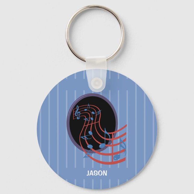 Good Luck, Black Music Circle Key Ring (Front)