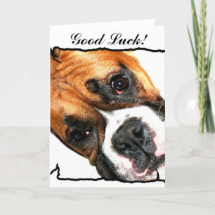 Good Luck boxer dog greeting card