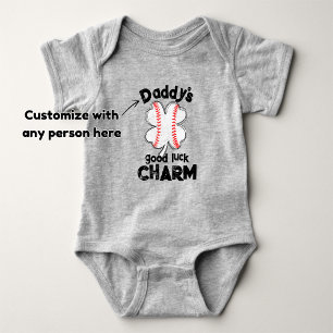 Good luck charm baseball 4 leaf clover baby bodysuit