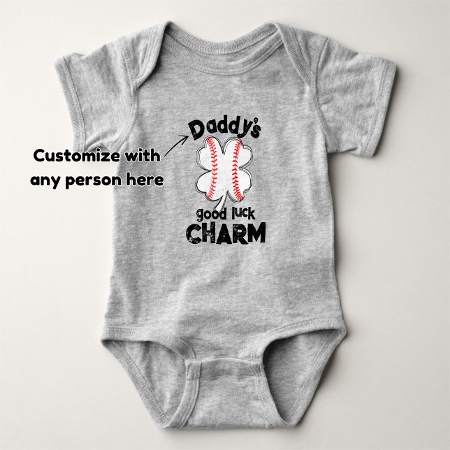 Good luck charm baseball 4 leaf clover baby bodysuit (Creator Uploaded)