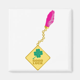 Good Luck Charm - Rabbits Foot Four Leaf Clover Magnet