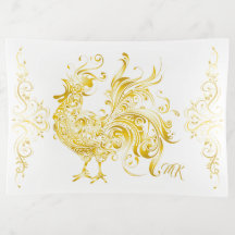 Good Luck Chicken Golden Rooster Tribal Trendy Gol