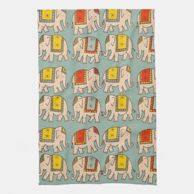 Good luck circus elephants cute elephant pattern tea towel (Vertical)