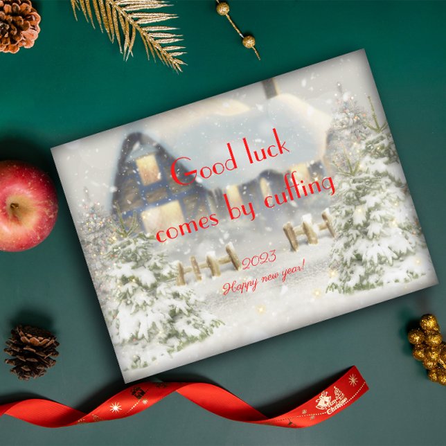 Good luck comes by cuffing new year poster (Creator Uploaded)