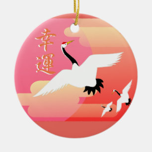 Good Luck Cranes Ceramic Tree Decoration