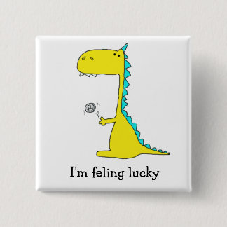 good luck dino 15 cm square badge