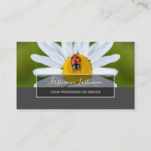 Good luck dotted ladybugs elegant grey rectangle business card