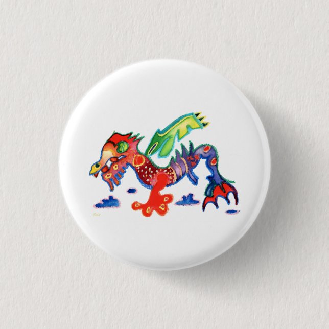 Good Luck Dragon,  Drache 3 Cm Round Badge (Front)