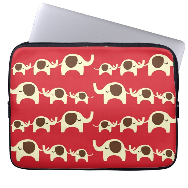 Good luck elephants cherry red cute nature pattern laptop sleeve (Front)