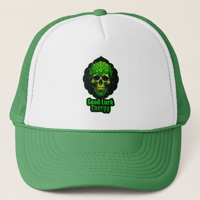 Good Luck Energy Skull St Patrick’s Day - boné Trucker Hat (Front)