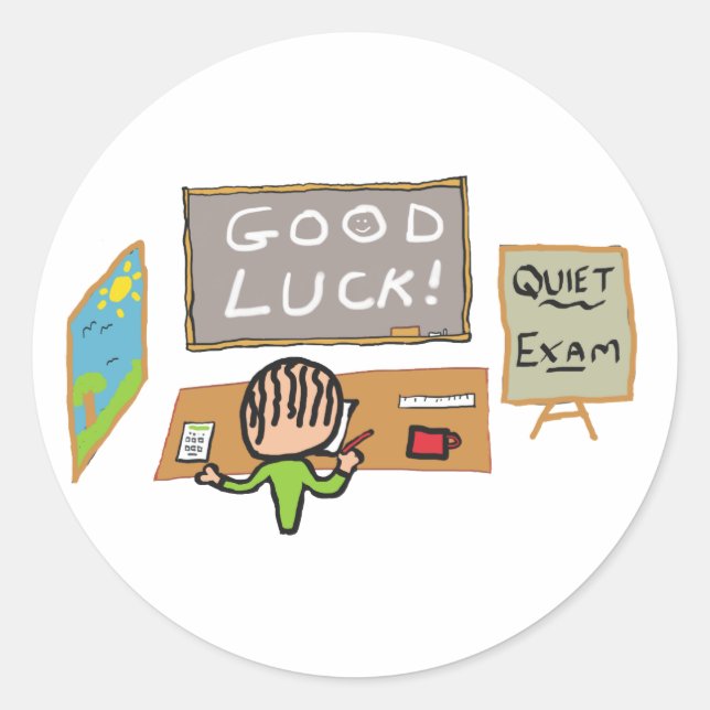 Good Luck Exams Classic Round Sticker (Front)