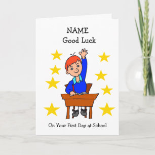Good Luck First Day at School Red Hair Card
