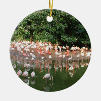 good luck flamingo flock ceramic tree decoration