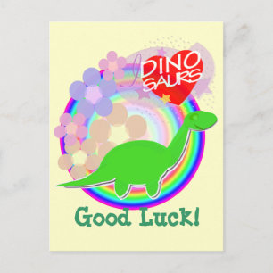 Good Luck Flower Dinosaur Postcard