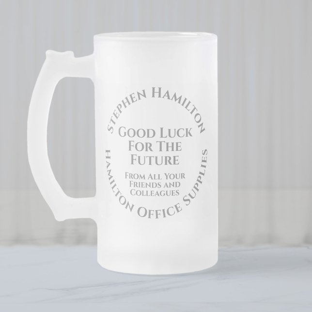 Good Luck for the Future Leaving Gift Frosted Glass Beer Mug (Creator Uploaded)