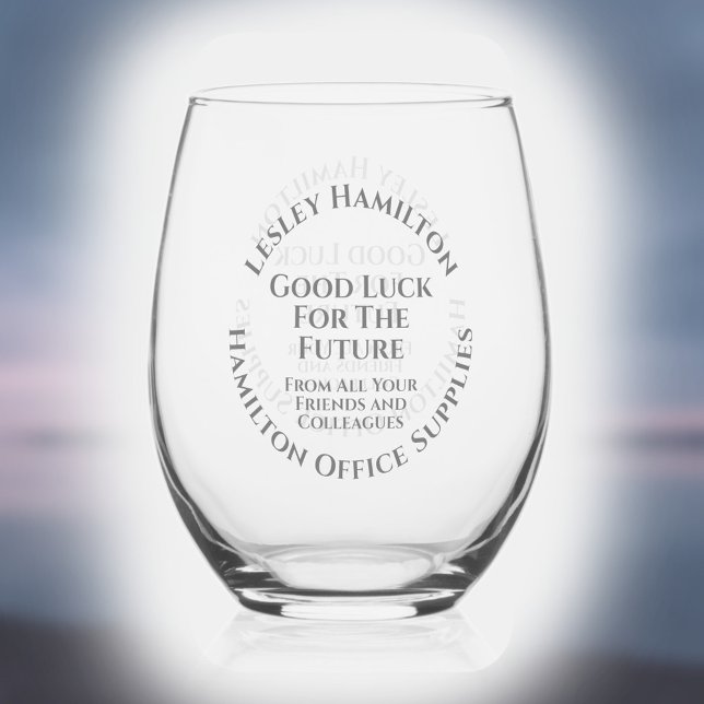 Good Luck for the Future Leaving Gift Stemless Wine Glass (Creator Uploaded)