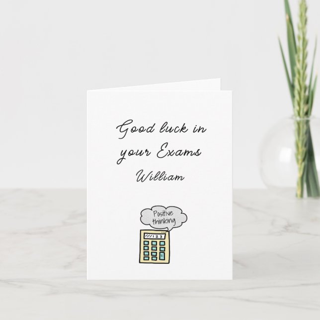 Good Luck for your exams Card. Custom Name  Card (Front)