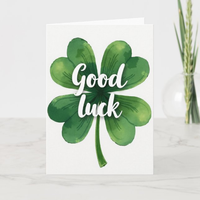 Good Luck Four Leaf Clover Card (Front)