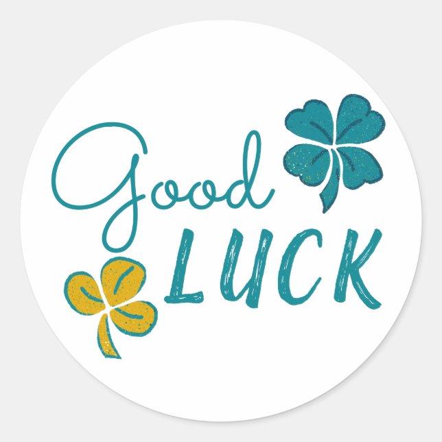 Good Luck Four Leaf Clover Shamrock  Classic Round Sticker (Front)