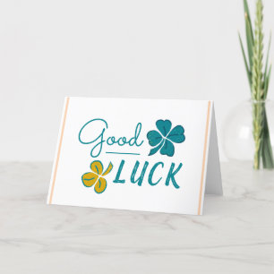 Good Luck Four Leaf Clover Shamrock Holiday Card