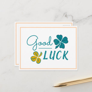 Good Luck Four Leaf Clover Shamrock Holiday Postcard