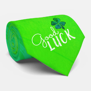 Good Luck Four Leaf Clover Shamrock Tie