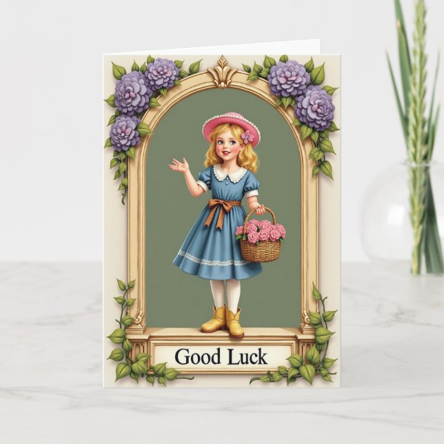 Good Luck Girl Roses Archway Card (Front)