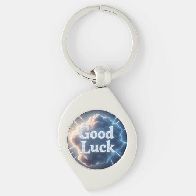 Good Luck — Glowing Cloud Typography with Light Be Key Ring (Front)