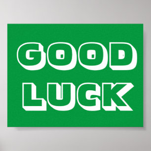 Good Luck green and white modern typography Poster