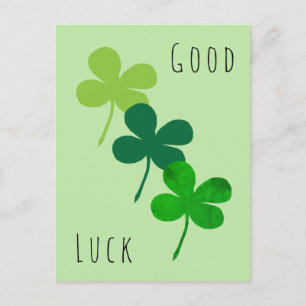 Good Luck Green Shamrock Clover  Postcard
