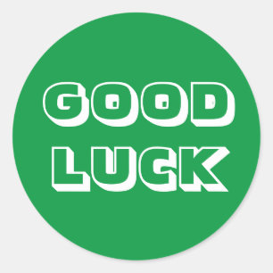 Good Luck, green white Classic Round Sticker