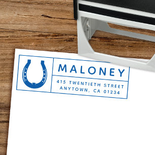 Good Luck Horseshoe Equestrian Return Address Self-inking Stamp