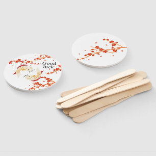 Good Luck Koi Fish with Sakura Elegant Japanese Hand Fan