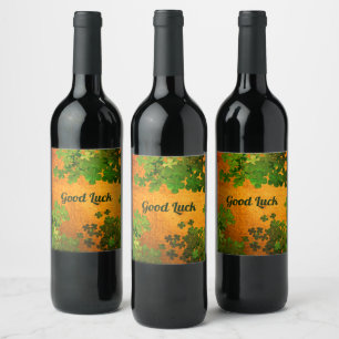 Good Luck,Luck clover Wine Label