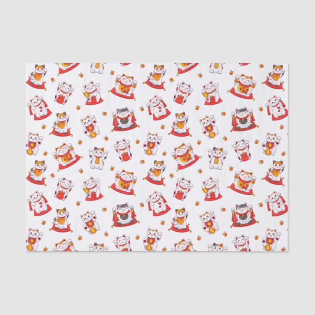 Good Luck Maneki Neko Cats Tissue Paper (Front)