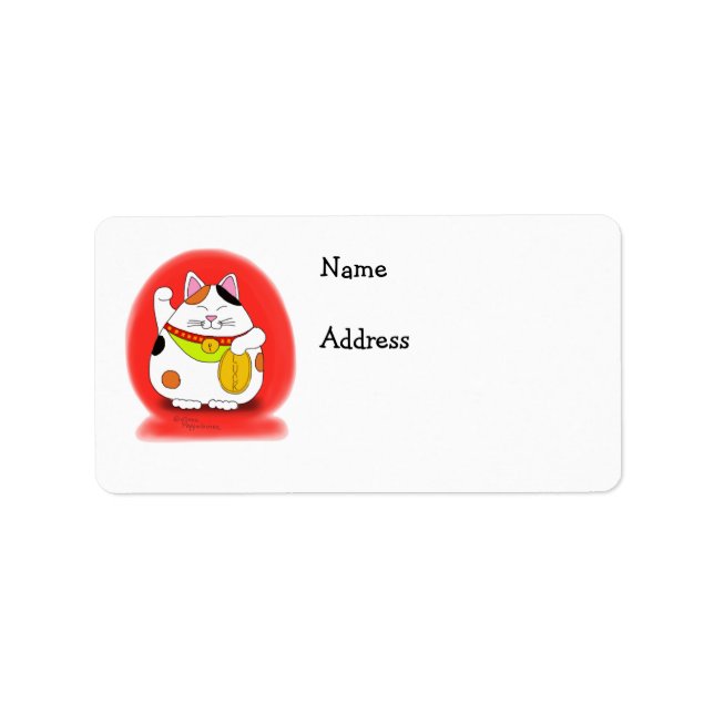 Good Luck Maneki Neko Label (Front)