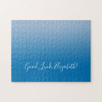 Good Luck Name Script on Blue Gradient Funny