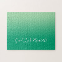Good Luck Name Script on Green Gradient Funny