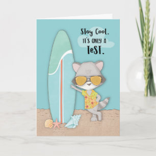 Good Luck on Test Funny Cool Racoon in Sunglasses Card