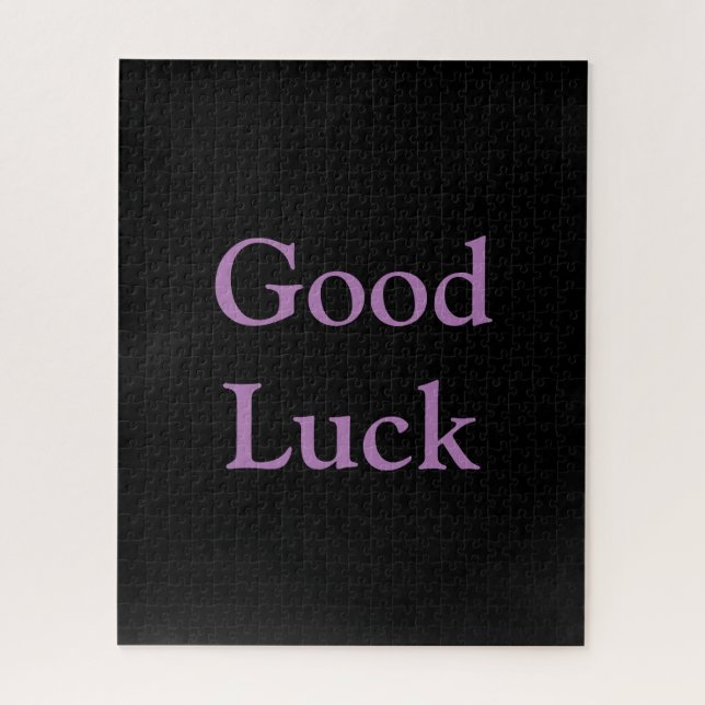 Good Luck or Your Words Purple and Black Jigsaw Puzzle (Vertical)