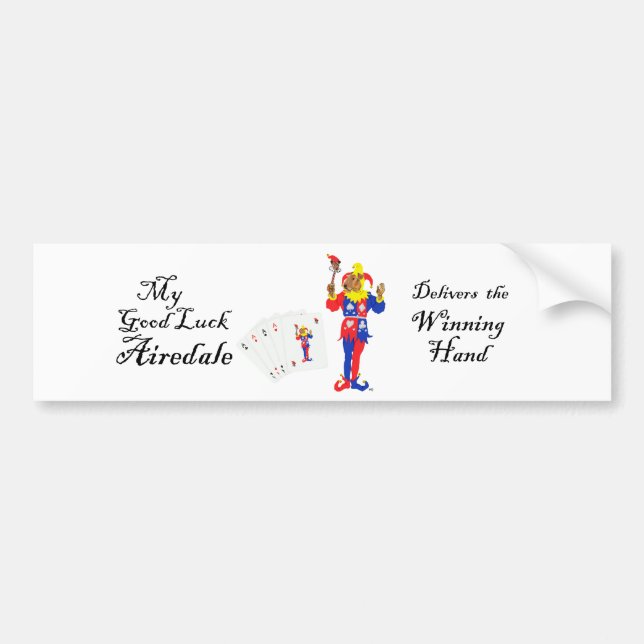 Good Luck Poker Airedale Terrier Bumper Sticker (Front)