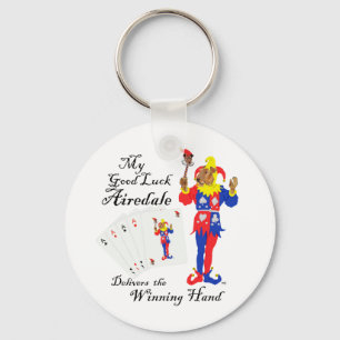 Good Luck Poker Airedale Terrier Key Ring