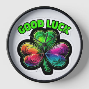 Good luck rainbow clover clock
