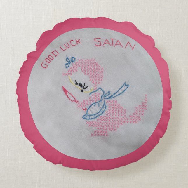 GOOD LUCK SATAN/ GOOD LUCK ON SATURN ROUND CUSHION (Front)